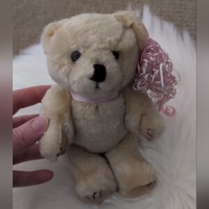 Vintage Retired Boyds Jointed Model Teddy Bear with Pink Ribbon Bow